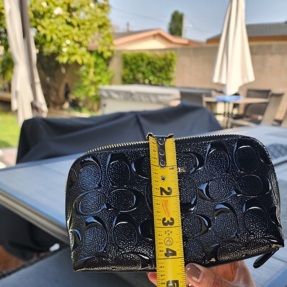 Coach Black Debossed Leather Pouch - Picture 10 of 10